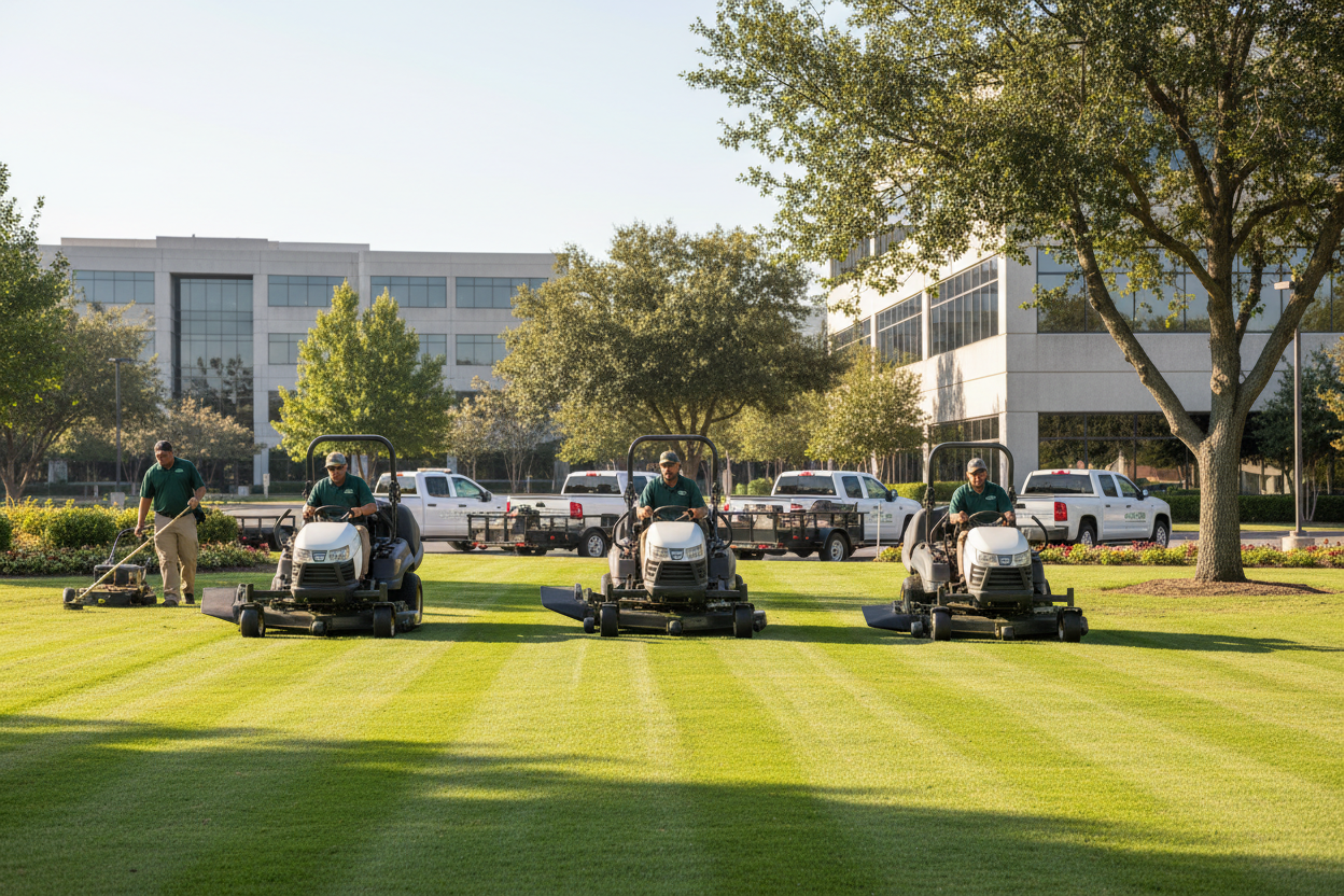Professional commercial lawn maintenance service